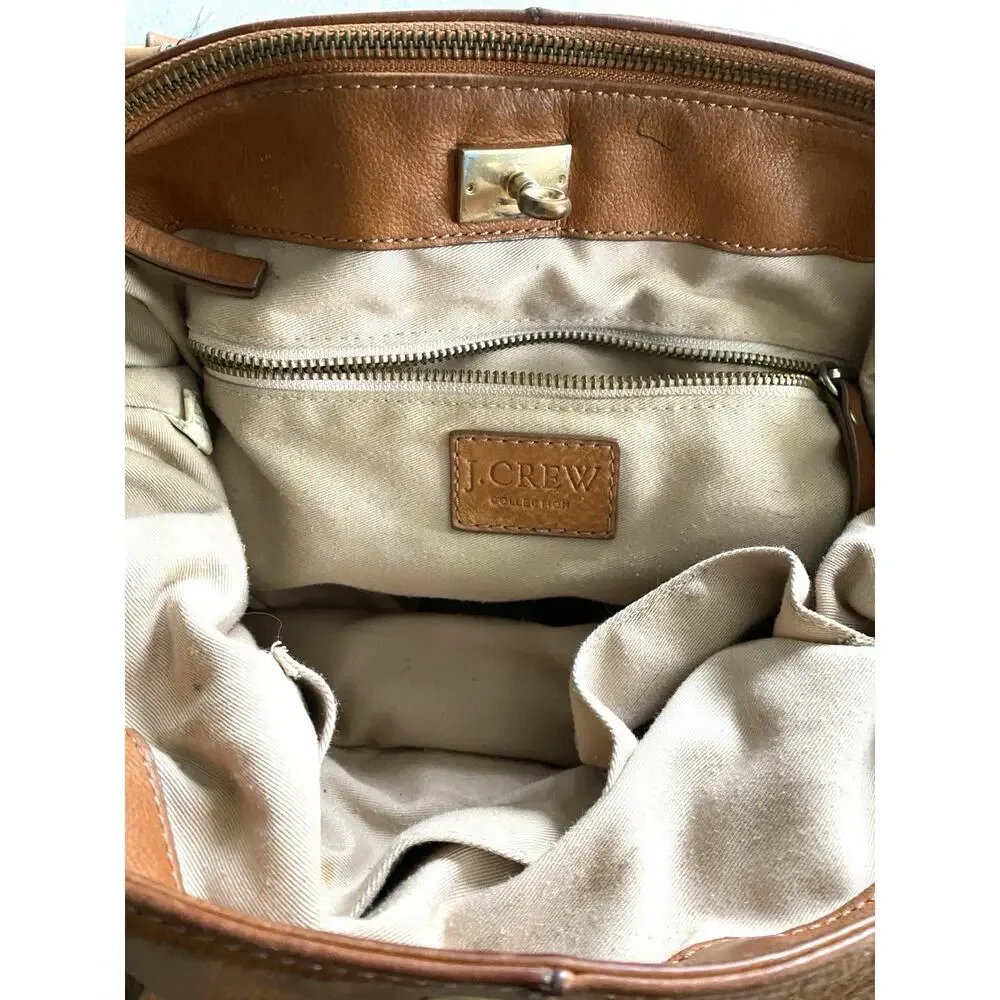 J. Crew Brompton Cognac Brown Pebbled Leather Slouchy Hobo Satchel Bag